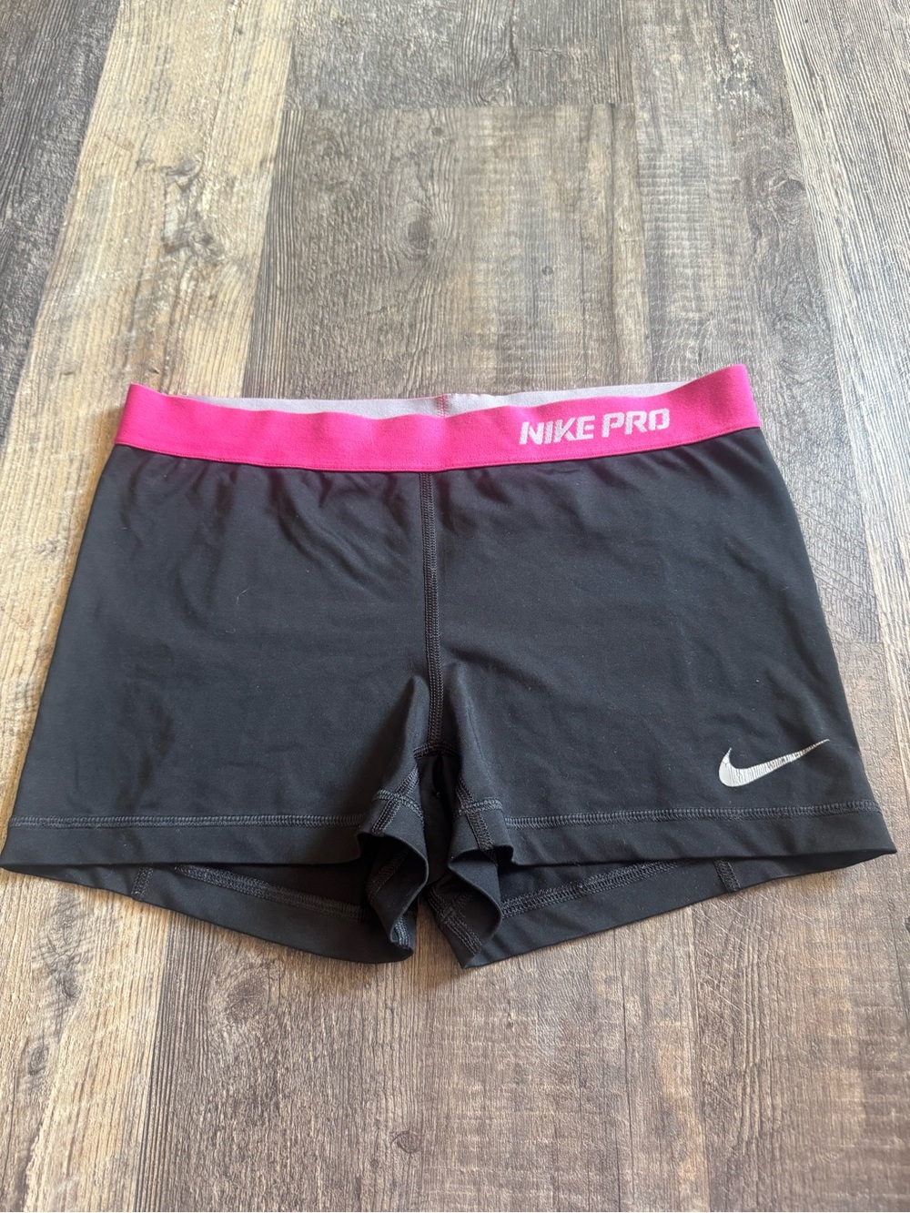 Nike Pro Black Bike Shorts with Pink Waistband